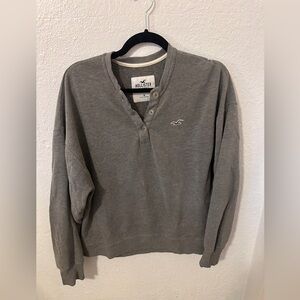 Grey Hollister henley sweatshirt